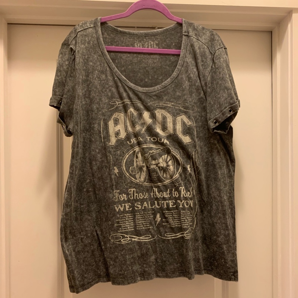 Torrid studded sleeve AC/DC Top
